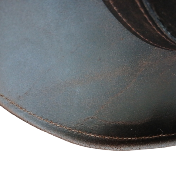 Vintage Brown Leather Cowboy Hat size Small - Picture 11 of 13